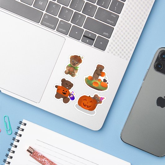 Teddy Halloween Collection - Sticker Pack (Laptop met iPhone)