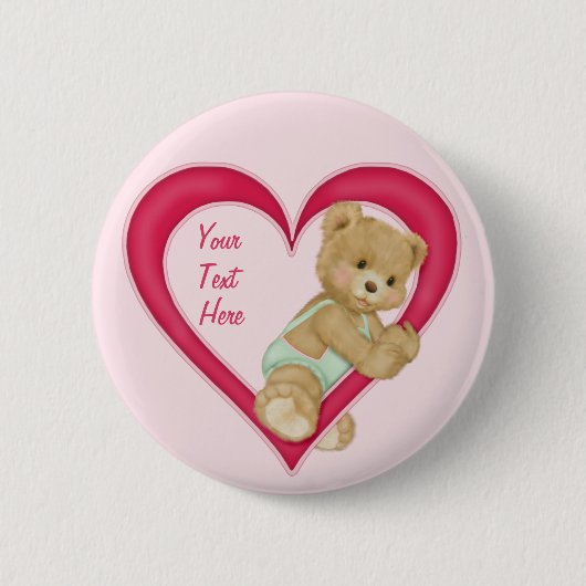 Teddy Heart - Aanpassen Ronde Button 5,7 Cm (Voorkant)