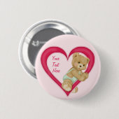 Teddy Heart - Aanpassen Ronde Button 5,7 Cm (Voorkant /achterkant)