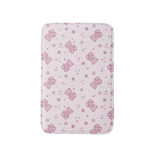 Teddy heeft achtergrond Roze Badmat (Voorkant Verticaal)