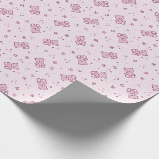 Teddy heeft achtergrond Roze Cadeaupapier (Hoek)