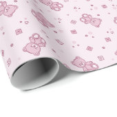 Teddy heeft achtergrond Roze Cadeaupapier (Rol Hoek)