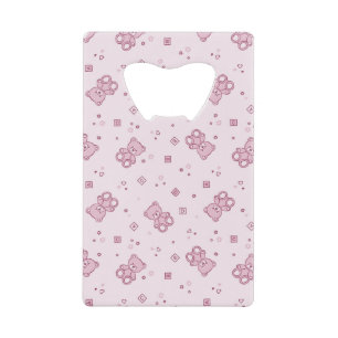 Teddy heeft achtergrond Roze Creditkaart Flessenopener