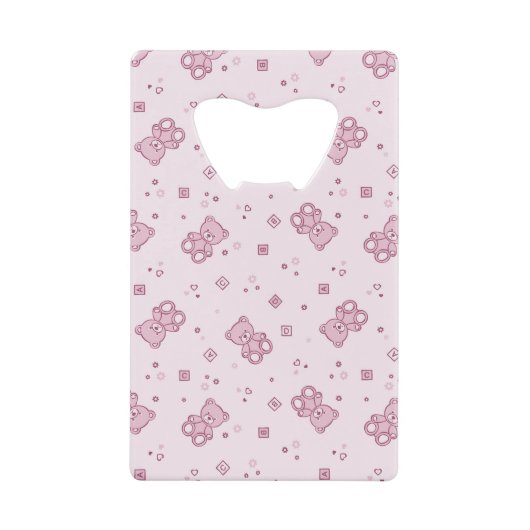 Teddy heeft achtergrond Roze Creditkaart Flessenopener (Voorkant)