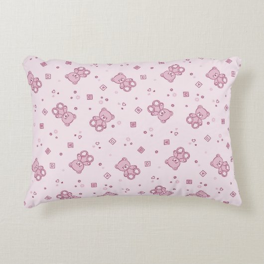 Teddy heeft achtergrond Roze Decoratief Kussen (Voorkant)