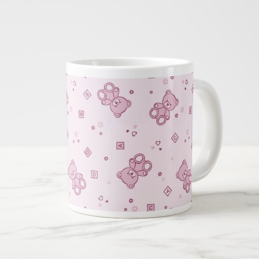 Teddy heeft achtergrond Roze Grote Koffiekop (Voorkant rechts)