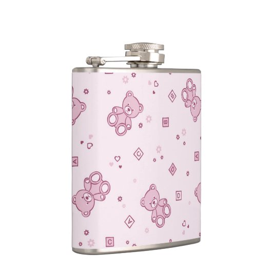 Teddy heeft achtergrond Roze Heupfles (Rechts)