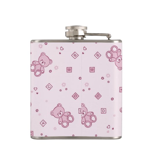 Teddy heeft achtergrond Roze Heupfles (Achterkant)