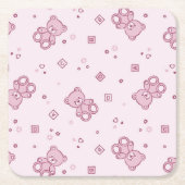 Teddy heeft achtergrond Roze Kartonnen Onderzetters (Voorkant)