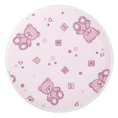 Teddy heeft achtergrond Roze Keramische Knop (Voorkant)