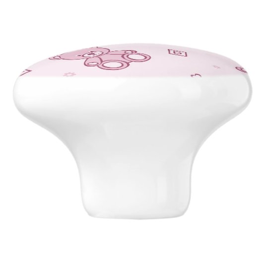 Teddy heeft achtergrond Roze Keramische Knop (Zijkant)