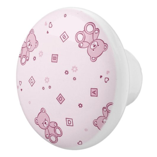 Teddy heeft achtergrond Roze Keramische Knop (Rechts)