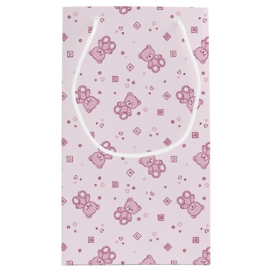 Teddy heeft achtergrond Roze Klein Cadeauzakje (Achterkant)