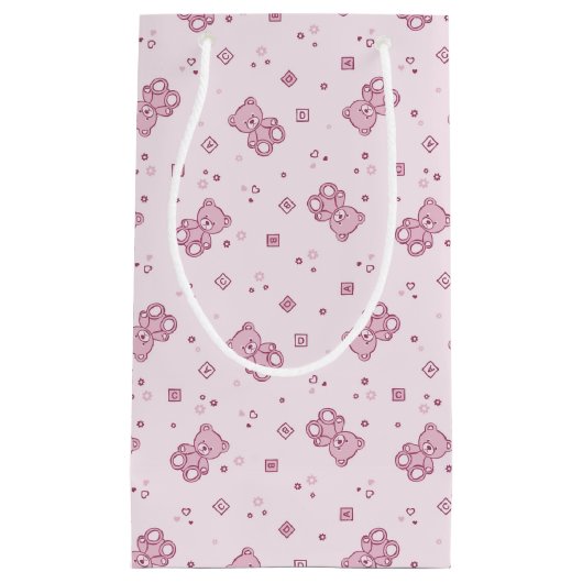 Teddy heeft achtergrond Roze Klein Cadeauzakje (Voorkant)