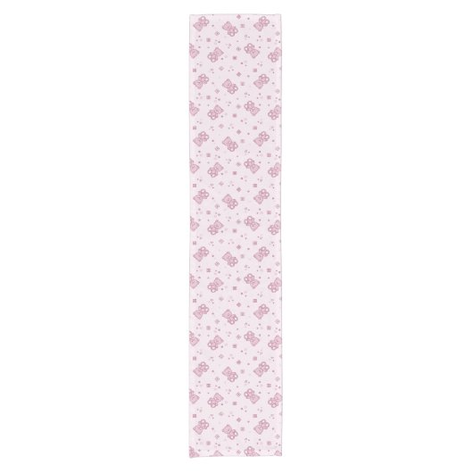 Teddy heeft achtergrond Roze Korte Tafelloper (Voorkant)