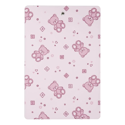Teddy heeft achtergrond Roze Mini Klembord (Achterkant)