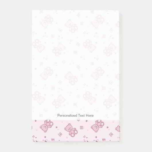 Teddy heeft achtergrond Roze Post-it® Notes (Voorkant)