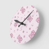 Teddy heeft achtergrond Roze Ronde Klok (Hoek)