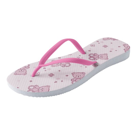 Teddy heeft achtergrond Roze Teenslippers (Schuin)