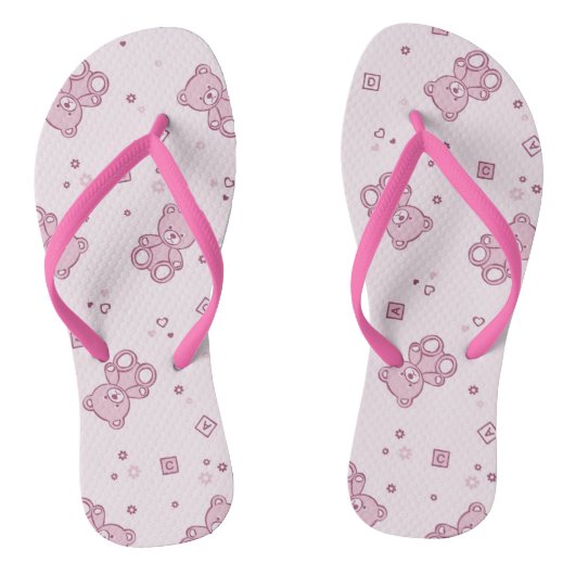 Teddy heeft achtergrond Roze Teenslippers (Voetbed)
