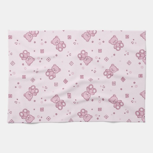 Teddy heeft achtergrond Roze Theedoek (Horizontaal)
