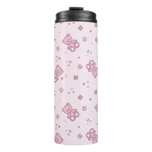 Teddy heeft achtergrond Roze Thermosbeker (Voorkant)