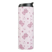 Teddy heeft achtergrond Roze Thermosbeker (Gedraaid links)