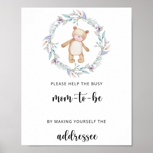 Teddy helpt de Bezige Mam-tot-zijn Adres een Envel Poster (Voorkant)