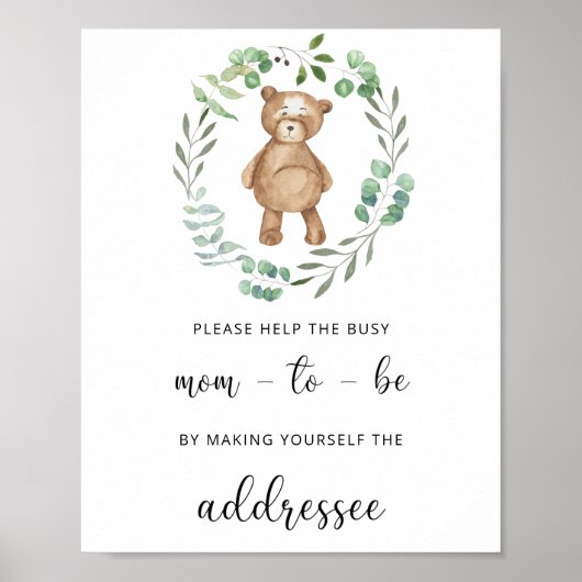 Teddy helpt de drukbezette aanstaande moeder een e poster (Voorkant)