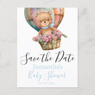 Teddy Hot Air Ballon Baby shower Save the Date Briefkaart