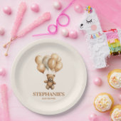  teddy houdt genderneutraal achter zich papieren bordje (Feest)