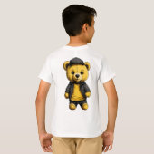 Teddy Hug: Eenvoudig geel & zwart Teddybeer Kind T-shirt (Achterkant volledig)