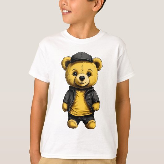 Teddy Hug: Eenvoudig geel & zwart Teddybeer Kind T-shirt (Voorkant)