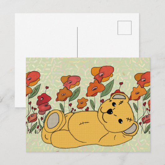 Teddy im Mohnfeld Briefkaart (Voorkant / Achterkant)