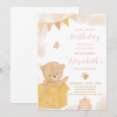 Teddy in Box Uitnodiging voor verjaardag (Voorkant / Achterkant)