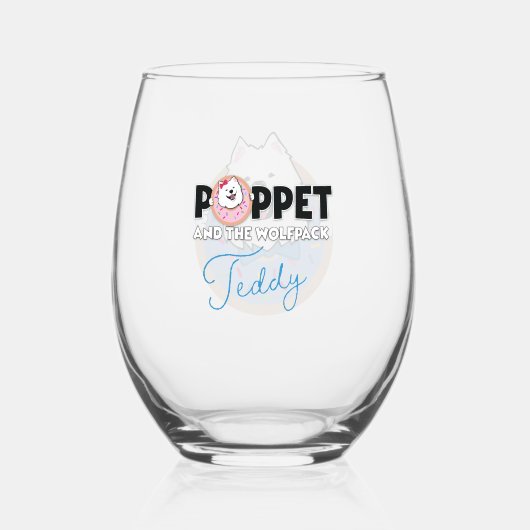 Teddy in een donut wijnglas zonder voet (Achterkant)