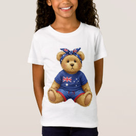 Teddy in een T-shirt met de Australische vlag, doo