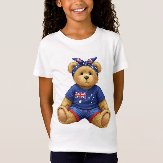 Teddy in een T-shirt met de Australische vlag, doo (Voorkant)