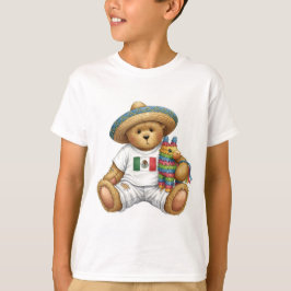 Teddy in een T-shirt met de Mexicaanse vlag, door 
