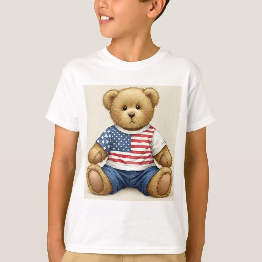 Teddy in een wit T-shirt van Natasha Us (Voorkant)