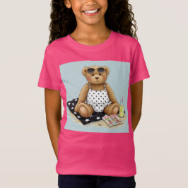 Teddy in wit badpak met Glossy Magazine van N T-shirt