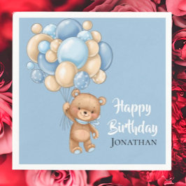 Teddy Jongen Gelukkige Verjaardag - Blauw Servet