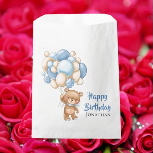 Teddy Jongen Gelukkige Verjaardag - Wit Bedankzakje