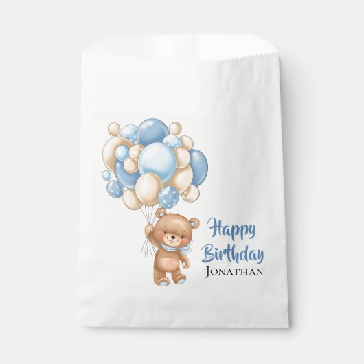 Teddy Jongen Gelukkige Verjaardag - Wit Bedankzakje (Voorkant)