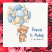 Teddy Jongen Gelukkige Verjaardag - Wit Servet