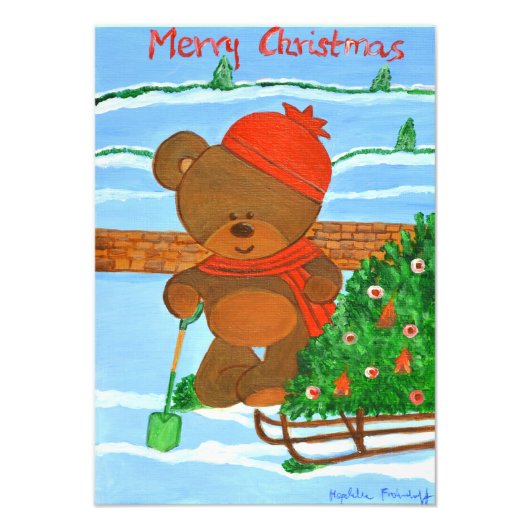 Teddy-kerstdruk Foto Afdruk (Voorkant)