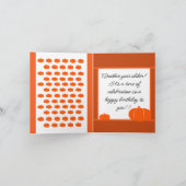 Teddy & Kitty in a Pumpkin Patch Birthday Card Feestdagen Kaart (Binnen)