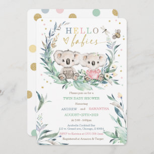 Teddy Koala Baby shower Sjabloon voor jongen en me Kaart