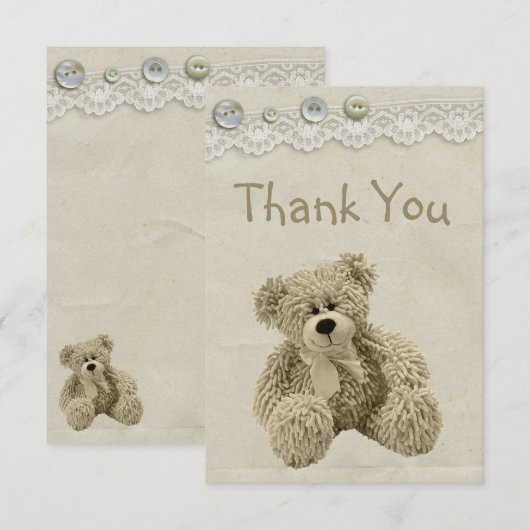 Teddy  Lace Print Dank je Bedankkaart (Voorkant / Achterkant)