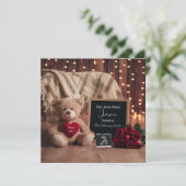 Teddy Love & Baby Pregnancy Announcement Card Aankondiging (Staand voorkant)